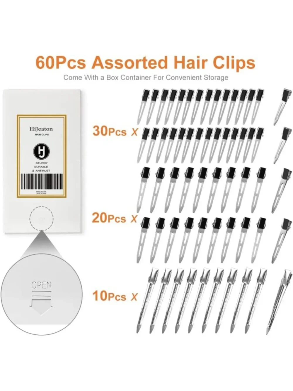 60Pcs Metal Duck Bill Hair Clips for Women - Silver Alligator Styling Pins, DIY